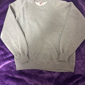 Vintage Jerzees Sweatshirt Mens XL Gray Made USA Blank Long Sleeve Pullover 90s